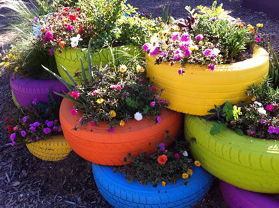 Llantas para decorar el jardín